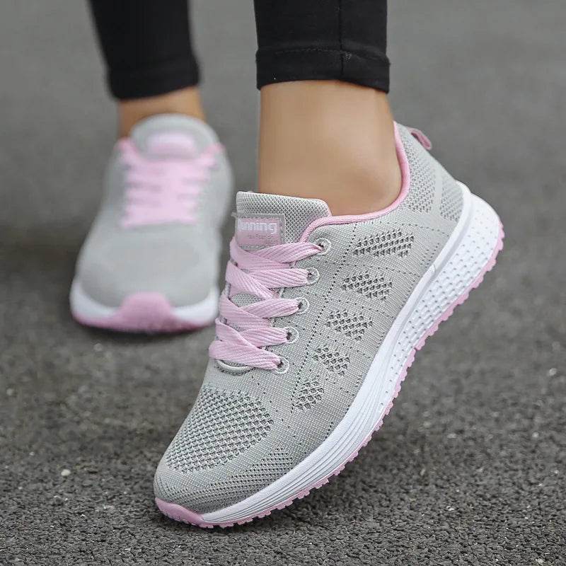 Women’s Mesh Flat Sneakers – Breathable Lightweight Casual Shoes - Stylemein
