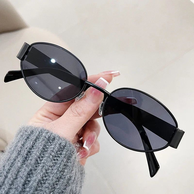 Retro Oval Metal Frame Sunglasses – Classic Unisex UV400 Eyewear for Outdoor Style and Sun Protection
