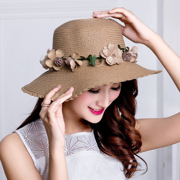 Summer Sun Hat, Elegant female Hat, Vintage Hats, Straw Beach Hat