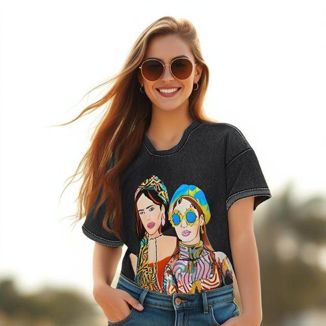 Fierce & Carefree - Vintage Oversized Graphic Tee with Multi Print for Ultimate Summer Vibes - Stylemein