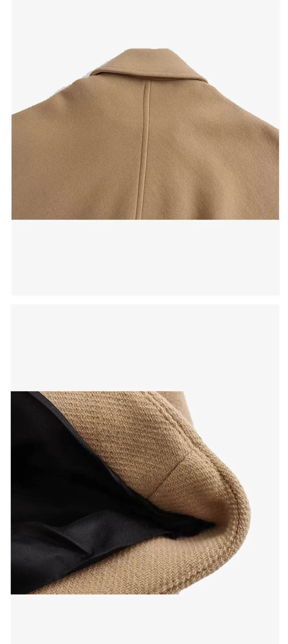 Chic Polo Neck Short Blended Coat: Winter's Essential Cloak Sleeve Top - Stylemein