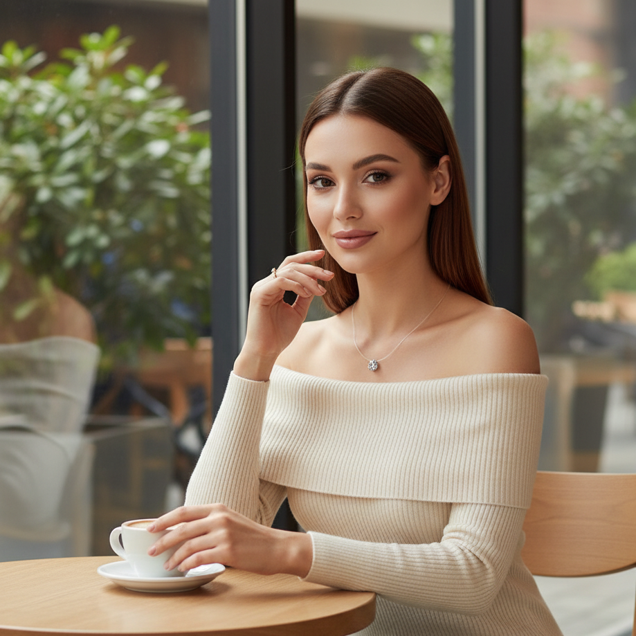 Invisible Pearl Crystal Necklace – Square Zircon Pendant for Women