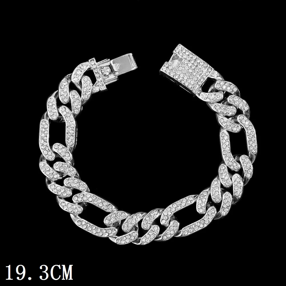 12mm Iced Out Cuban Link Chain Bracelet Gold Silver for Men & Women