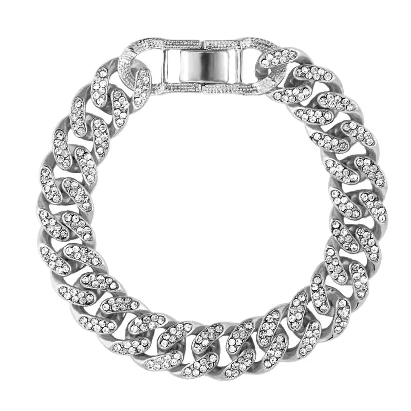 12mm Iced Out Cuban Link Chain Bracelet Gold Silver for Men & Women