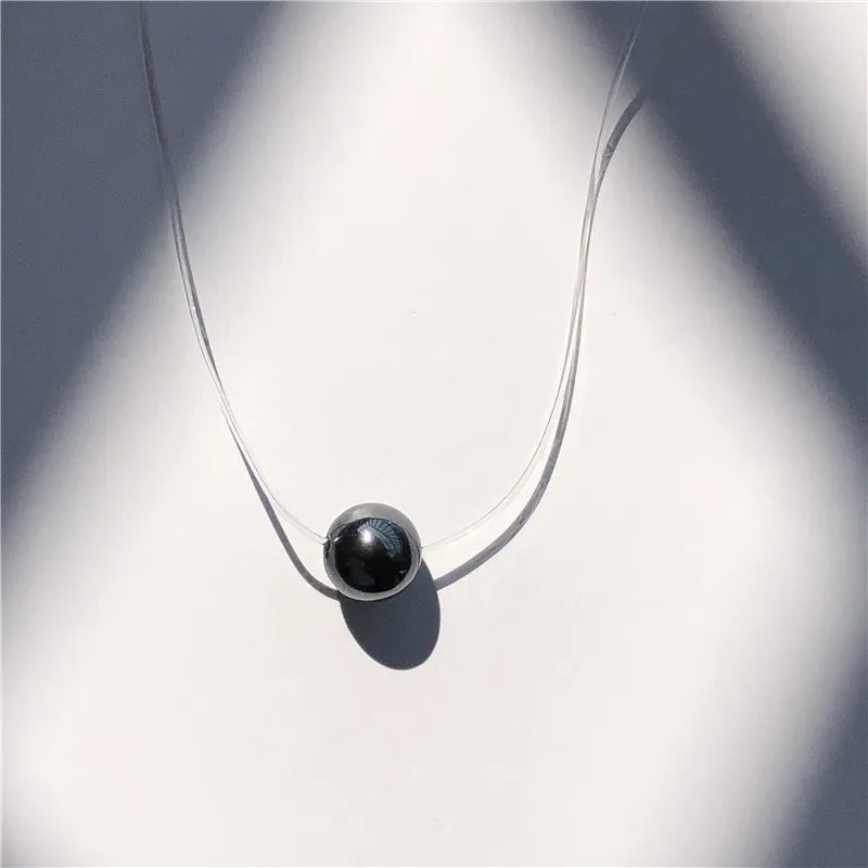 Invisible Pearl Crystal Necklace – Square Zircon Pendant for Women