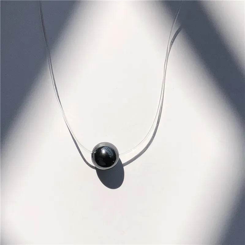 Stylemein - Invisible Pearl Crystal Necklace – Square Zircon Pendant for Women