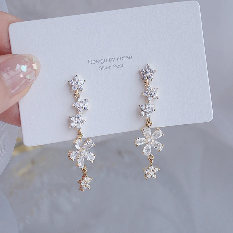 14K Gold Leaf Stud Earrings – Cubic Zirconia Wedding Jewelry