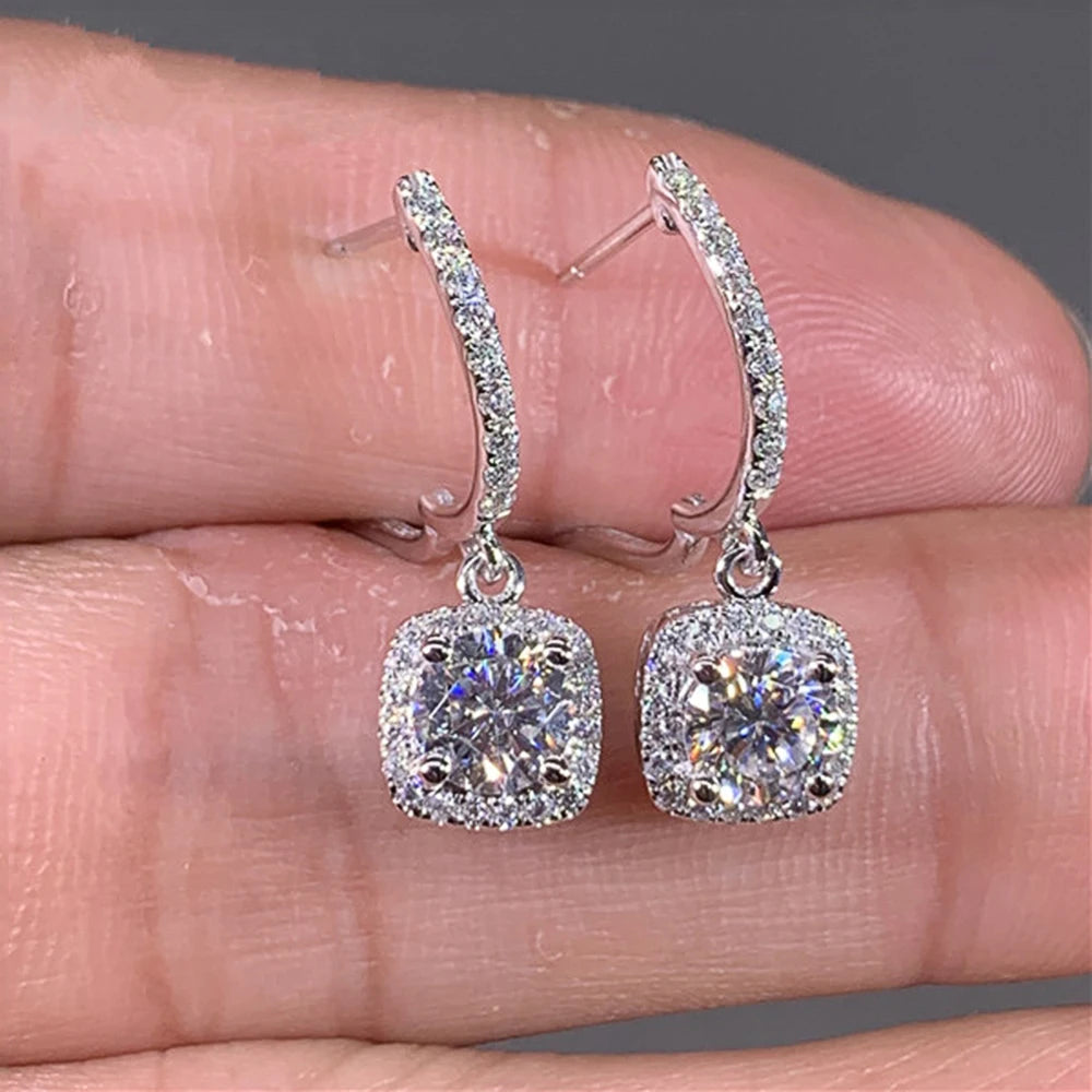 Square Drop Earrings – Elegant Bridal Dangle Jewelry for Women