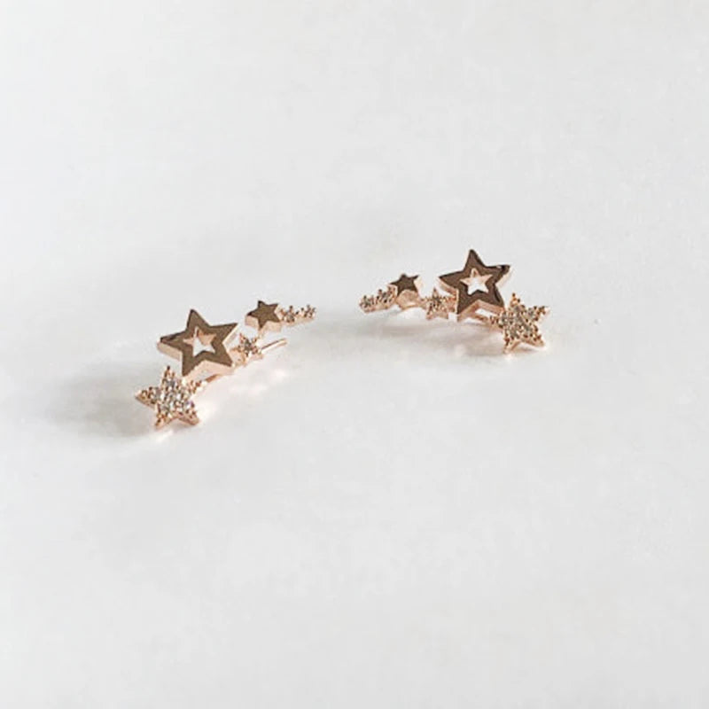 Star Drop Earrings for Women – Shiny White Zircon Dangle Jewelry