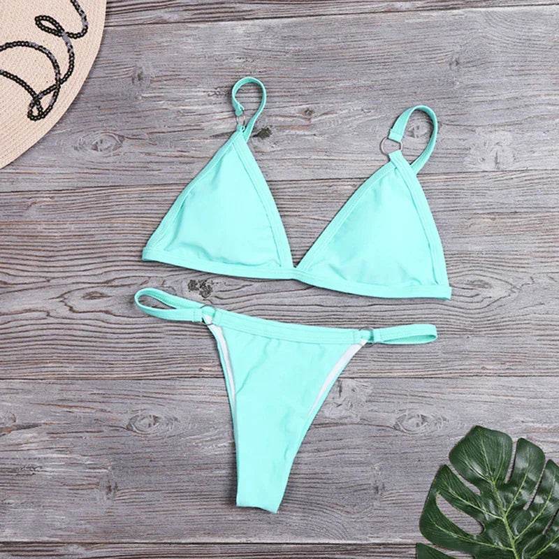 Sexy Bikini Set Beachwear Two Piece Set Summer Thong Bathing Suit Brazilian Swimsuit - Stylemein