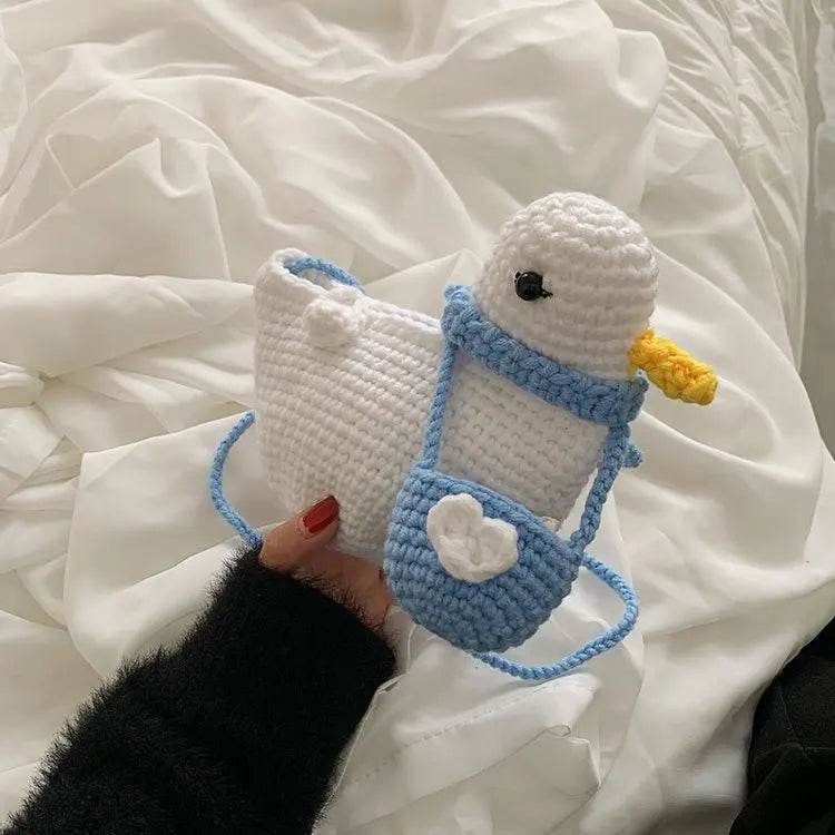 Adorable Knitted Duck-Shaped Crossbody Bag: Trendy Korean Fashion - Stylemein