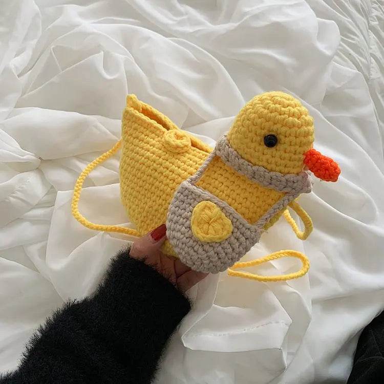 Adorable Knitted Duck-Shaped Crossbody Bag: Trendy Korean Fashion - Stylemein