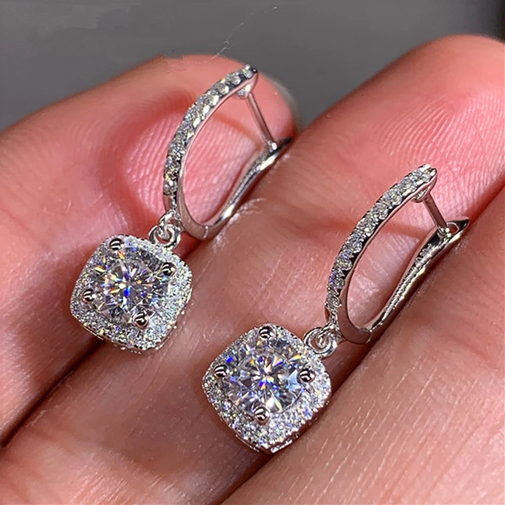 Square bridal earrings

