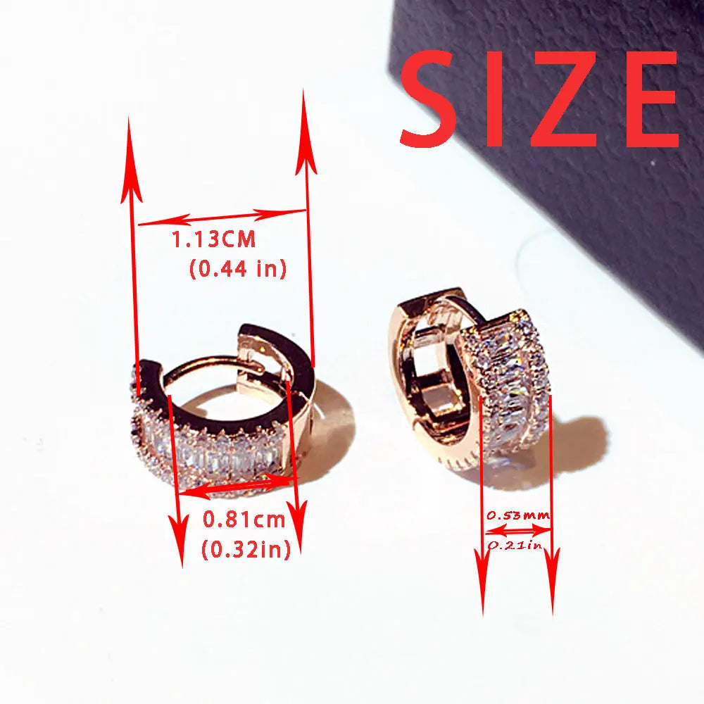 JUWANG Minimalist Rhinestone Round Stud Earrings for Women