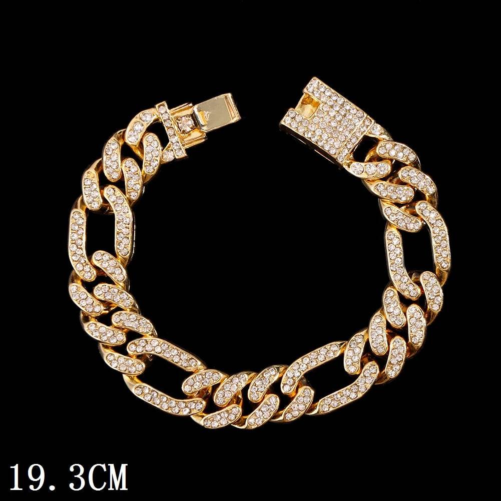 Stylemein - 12mm Iced Out Cuban Link Chain Bracelet Gold Silver for Men & Women