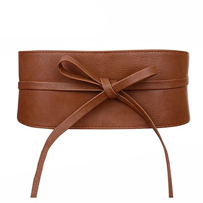 Boho Wrap Waist Belt with Bowknot: Faux Leather Cinch Belt for Women - Stylemein