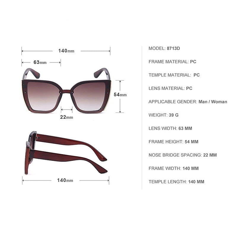 Oversized Cat Eye Sunglasses – Retro Square Frame Fashion Eyewear for Women & Men