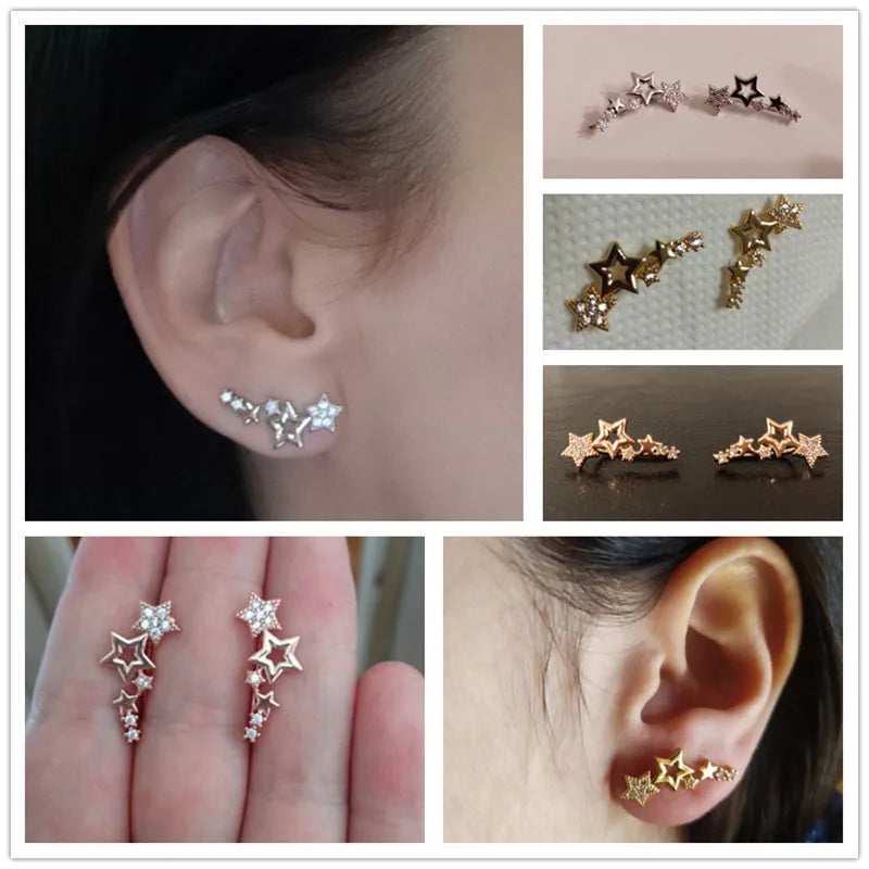 Star Drop Earrings for Women – Shiny White Zircon Dangle Jewelry