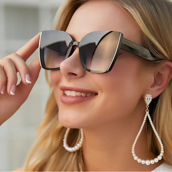 Oversized Cat Eye Sunglasses – Retro Square Frame Fashion Eyewear for Women & Men