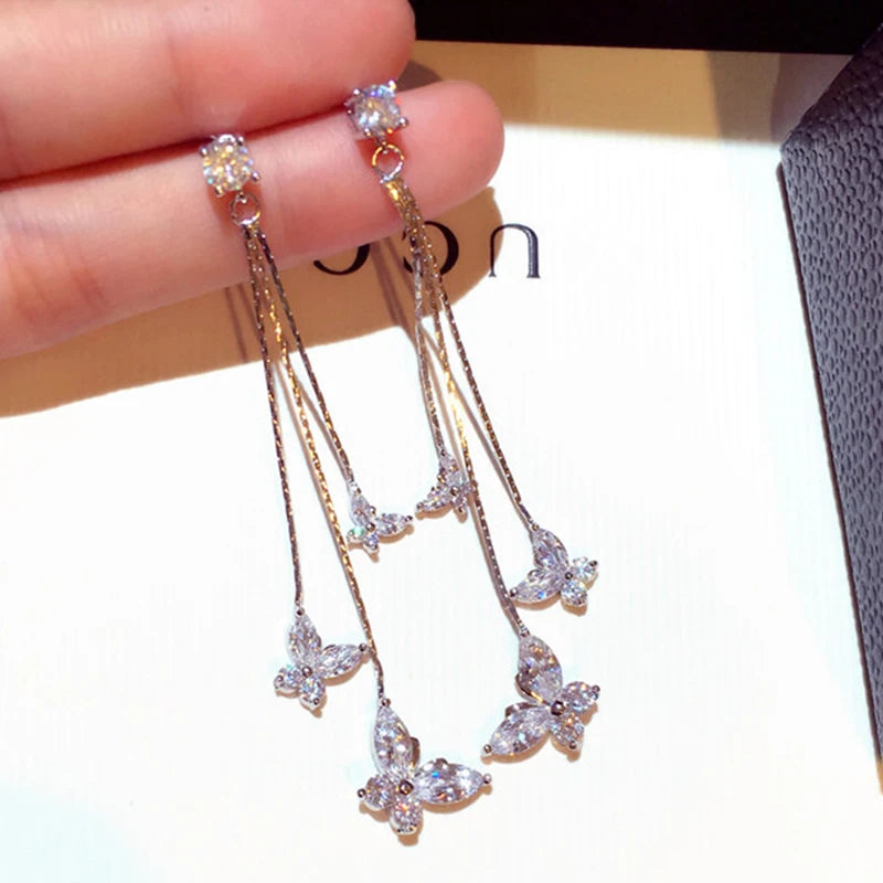 14K Gold Leaf Stud Earrings – Cubic Zirconia Wedding Jewelry