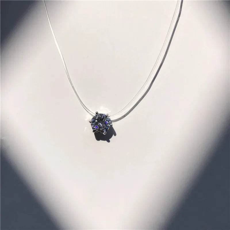 Transparent necklace with square pendant

