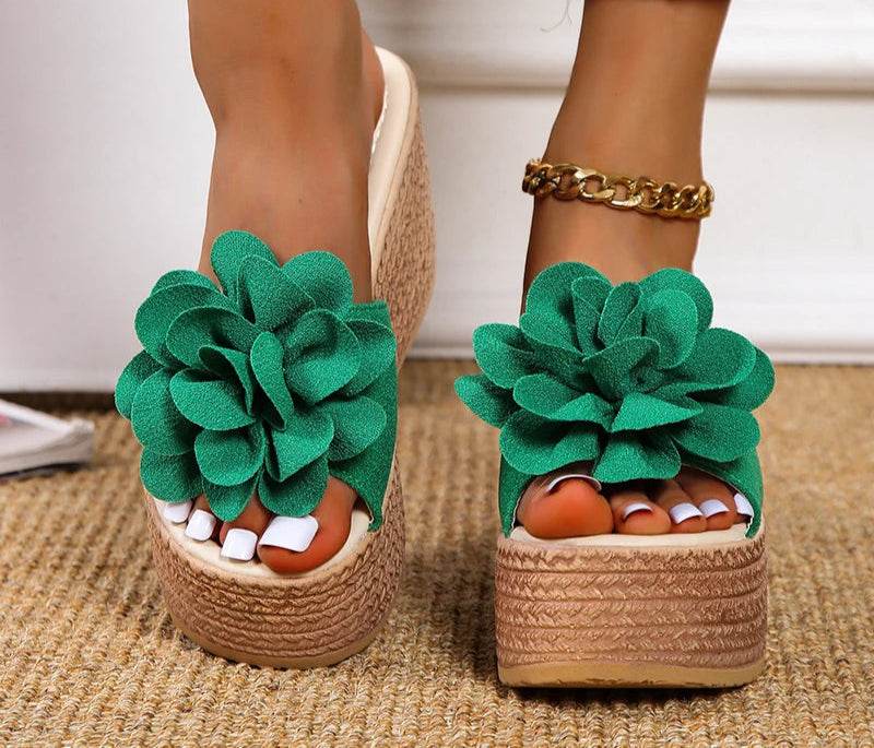 9cm Wedge Platform Slides – Summer Flip Flops, High Heel Beach Slippers, Casual Slip-On Shoes - Stylemein