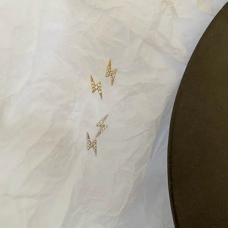 Stylemein - 925 Sterling Silver Lightning Stud Earrings for Women