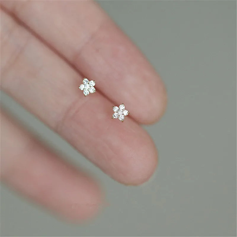 925 Sterling Silver Star Earrings – 14k Gold Plated Crystal Jewelry