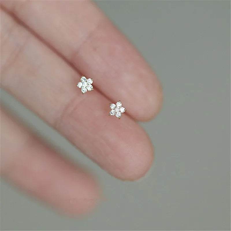 Stylemein - 925 Sterling Silver Star Earrings – 14k Gold Plated Crystal Jewelry