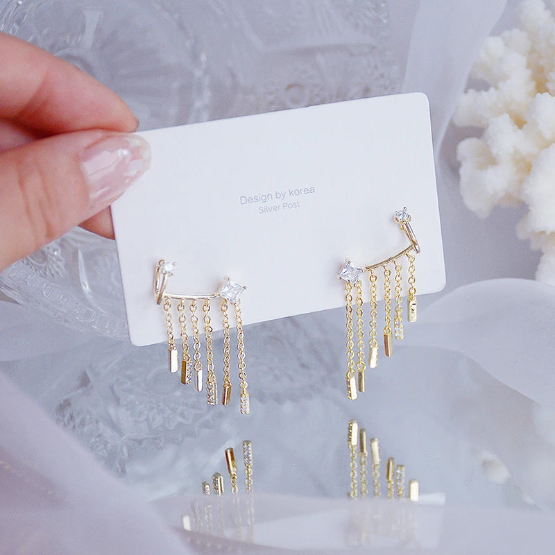 14K Gold Leaf Stud Earrings – Cubic Zirconia Wedding Jewelry
