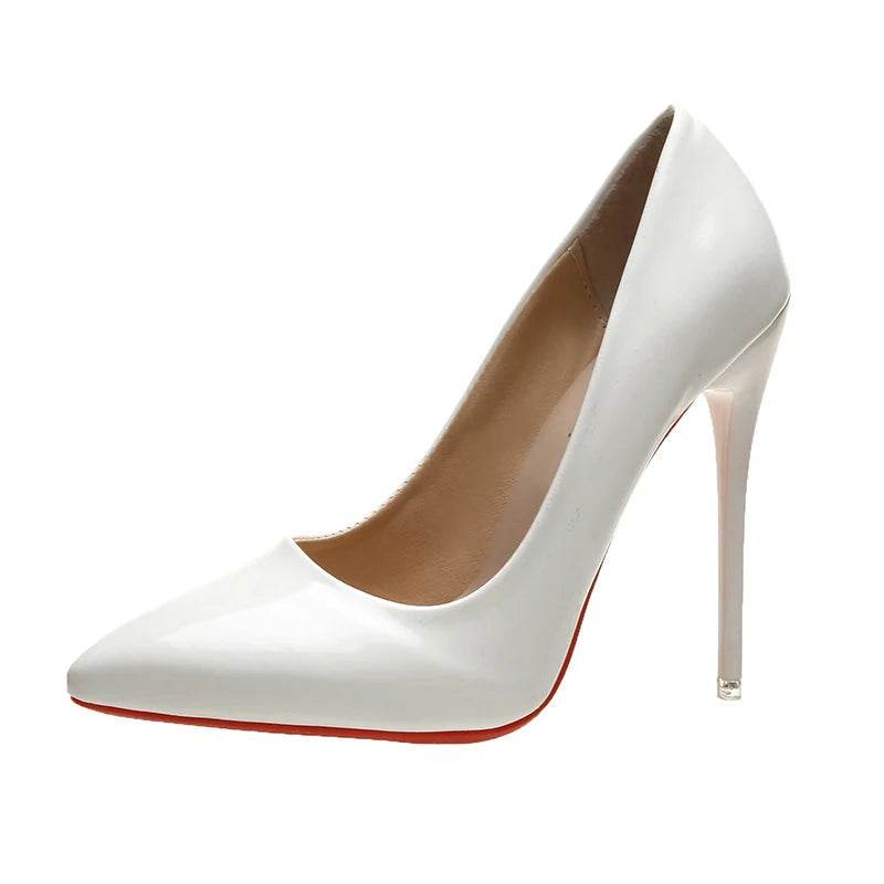 12cm Patent Leather Stiletto Heels – Pointed Toe Florescence Pumps for Office & Spring Events - Stylemein