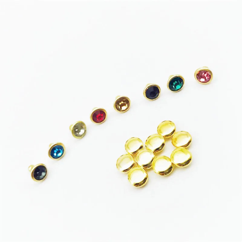 100 Sets Color Crystal Rhinestone Rivets – DIY Nail, Clothing & Bag Decorations