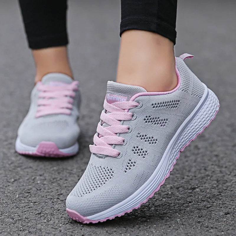 Women’s Mesh Flat Sneakers – Breathable Lightweight Casual Shoes - Stylemein