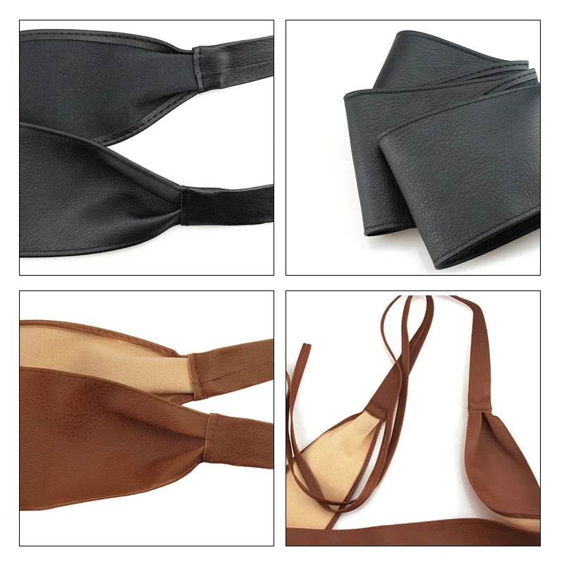 Boho Wrap Waist Belt with Bowknot: Faux Leather Cinch Belt for Women - Stylemein