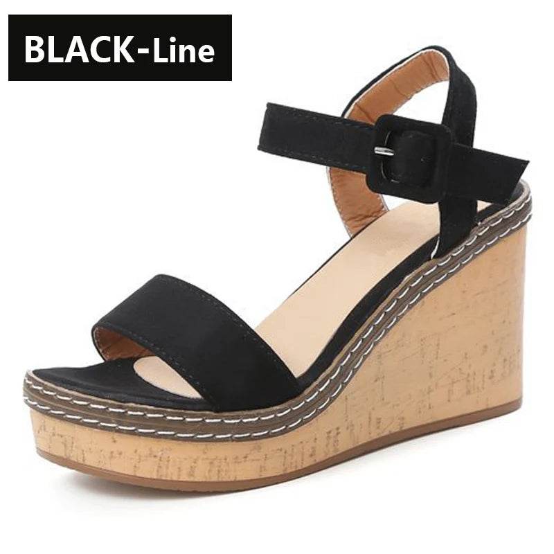 Super High Heel Peep Toe Wedge Sandals – 10cm Platform, Buckle Strap, Summer Fashion Shoes - Stylemein