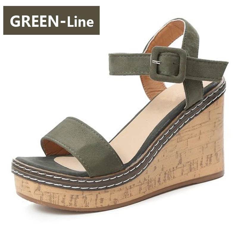 Super High Heel Peep Toe Wedge Sandals – 10cm Platform, Buckle Strap, Summer Fashion Shoes - Stylemein