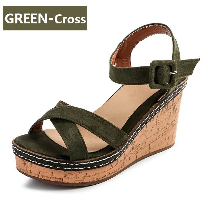 Super High Heel Peep Toe Wedge Sandals – 10cm Platform, Buckle Strap, Summer Fashion Shoes - Stylemein