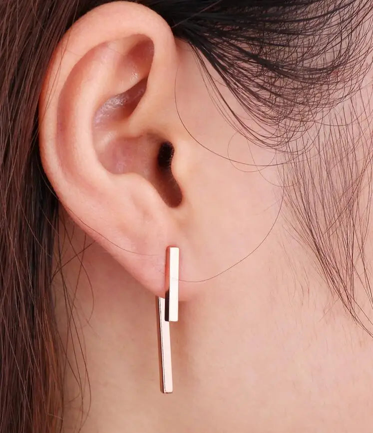 Women’s T Bar Drop Earrings – Minimalist Geometric Fashion Jewelry