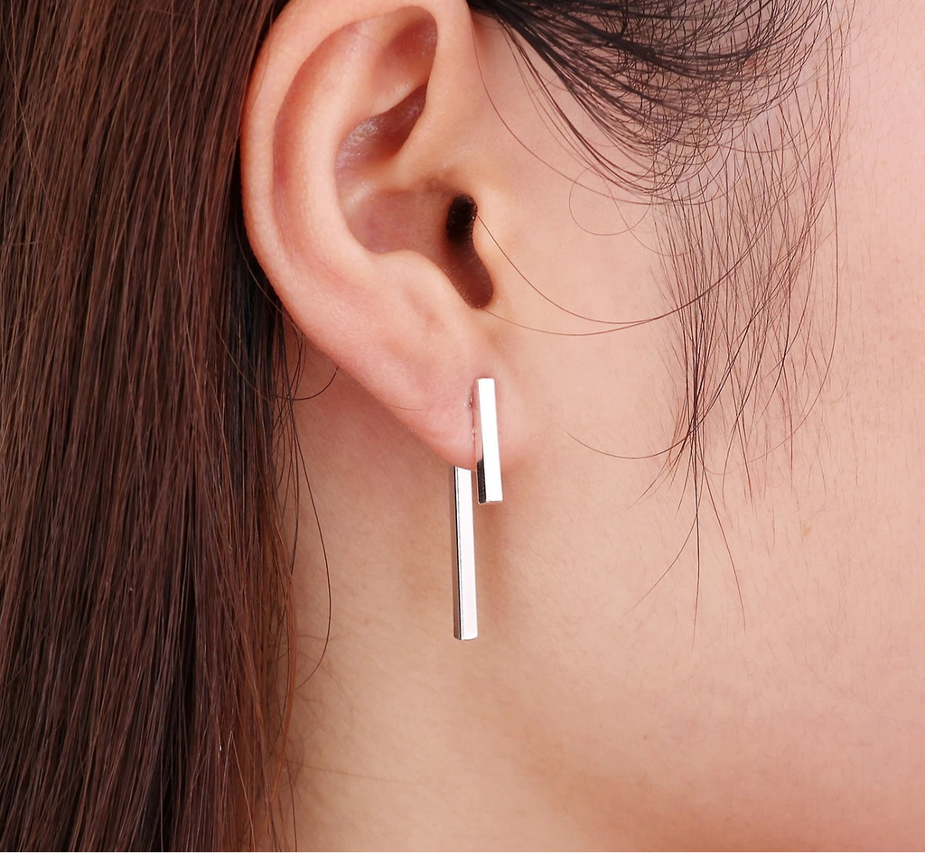 Women’s T Bar Drop Earrings – Minimalist Geometric Fashion Jewelry