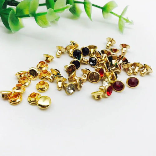 100 Sets Color Crystal Rhinestone Rivets – DIY Nail, Clothing & Bag Decorations