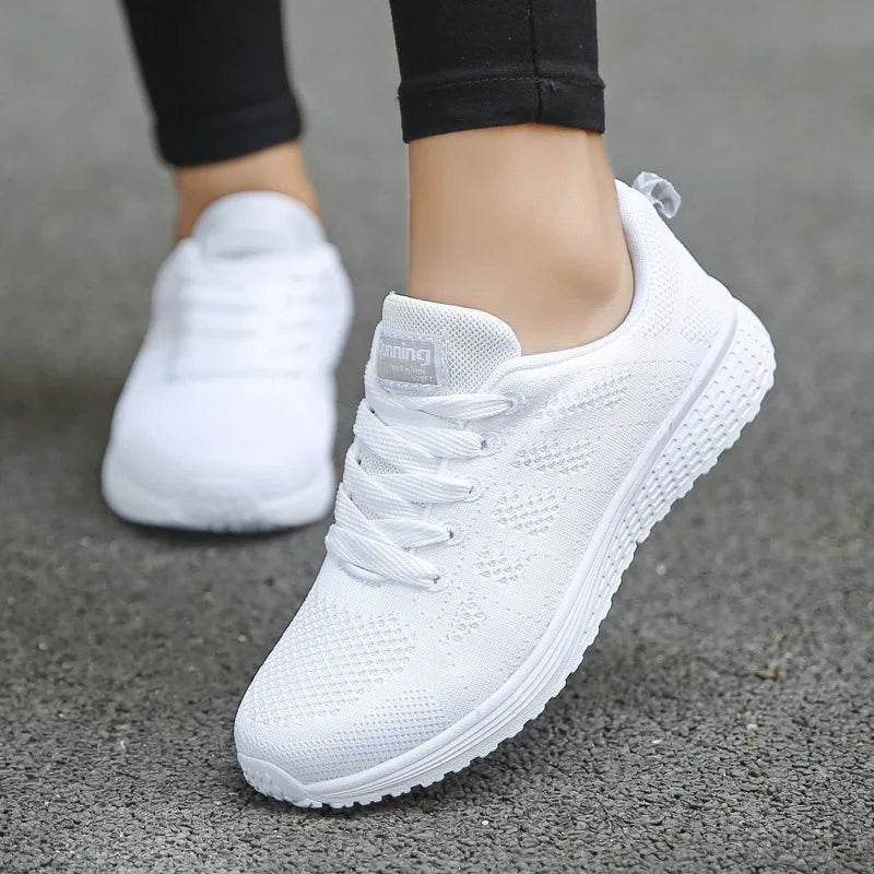 Women’s Mesh Flat Sneakers – Breathable Lightweight Casual Shoes - Stylemein
