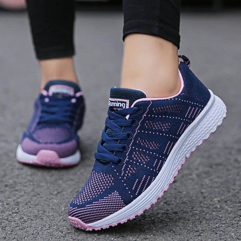 Women’s Mesh Flat Sneakers – Breathable Lightweight Casual Shoes - Stylemein