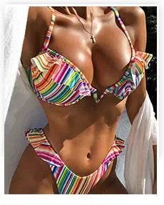 Sexy Bikini Set Beachwear Two Piece Set Summer Thong Bathing Suit Brazilian Swimsuit - Stylemein