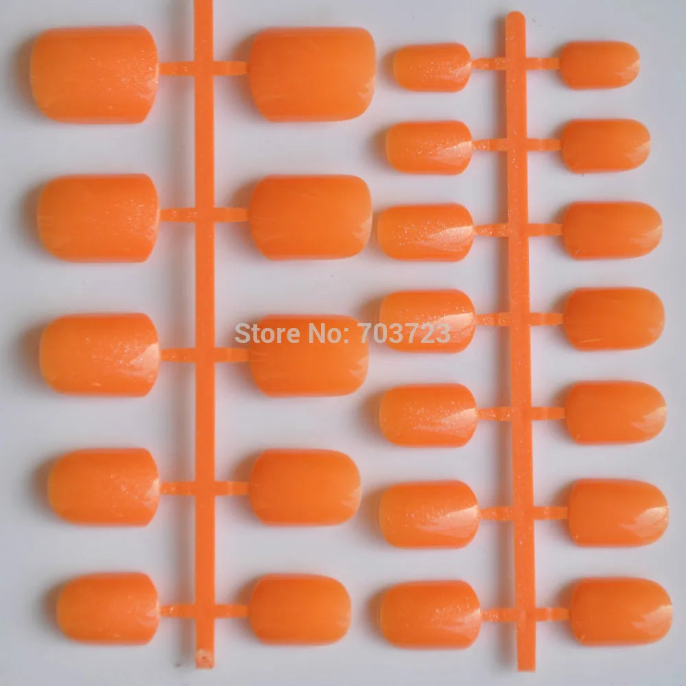 Orange plastic nails on a grid with a store number label.