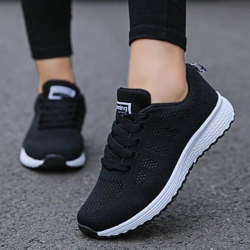 Women’s Mesh Flat Sneakers – Breathable Lightweight Casual Shoes - Stylemein