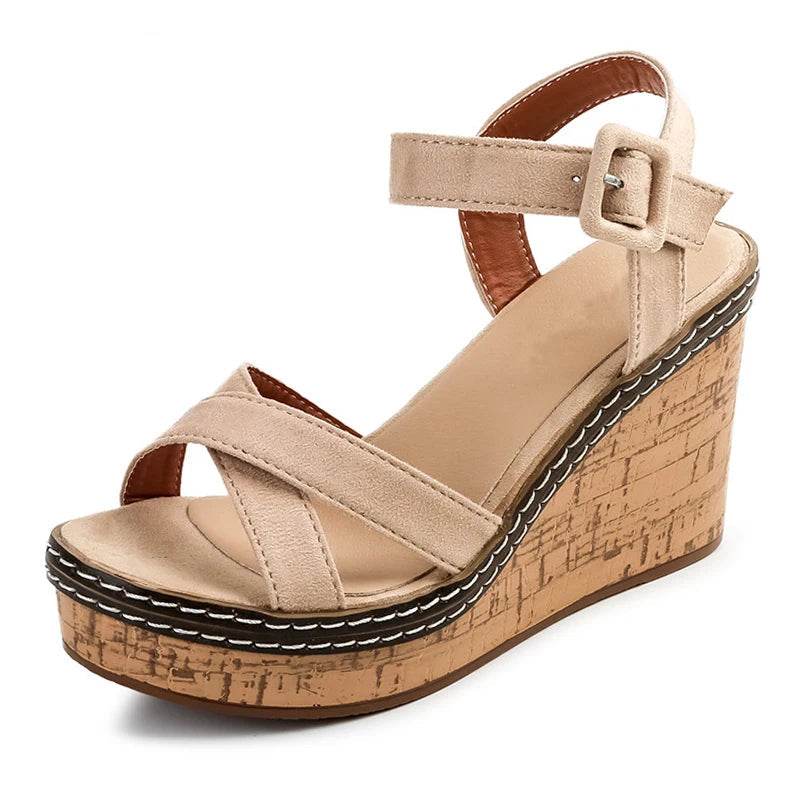 Super High Heel Peep Toe Wedge Sandals – 10cm Platform, Buckle Strap, Summer Fashion Shoes - Stylemein