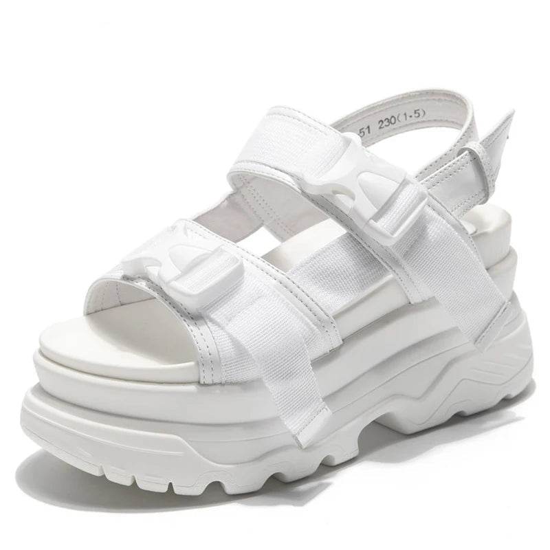 Platform canvas wedge sandals for women

