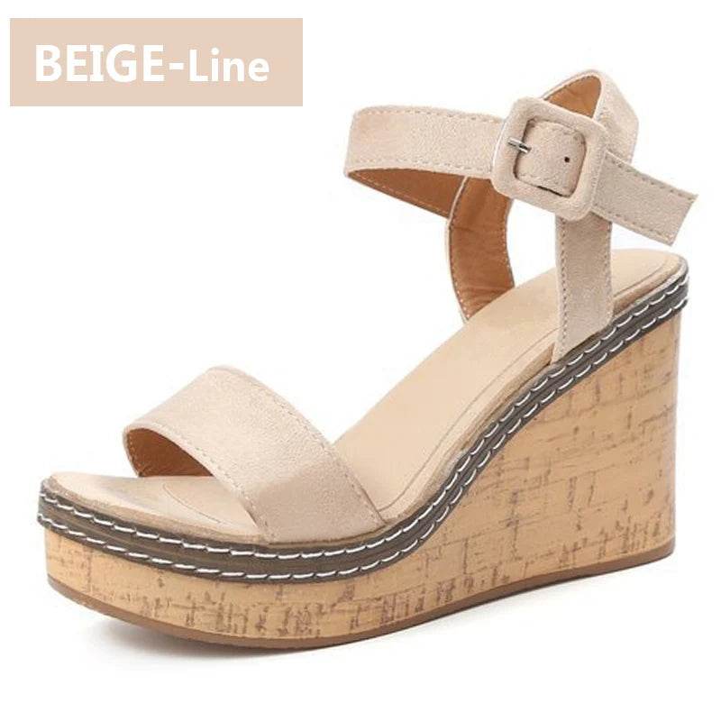 Super High Heel Peep Toe Wedge Sandals – 10cm Platform, Buckle Strap, Summer Fashion Shoes - Stylemein