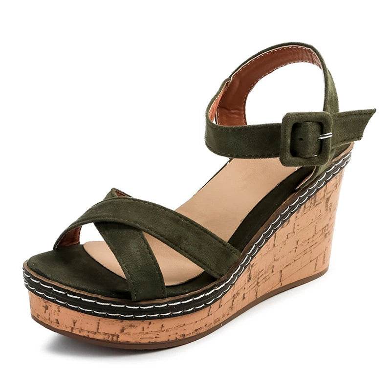 Super High Heel Peep Toe Wedge Sandals – 10cm Platform, Buckle Strap, Summer Fashion Shoes - Stylemein