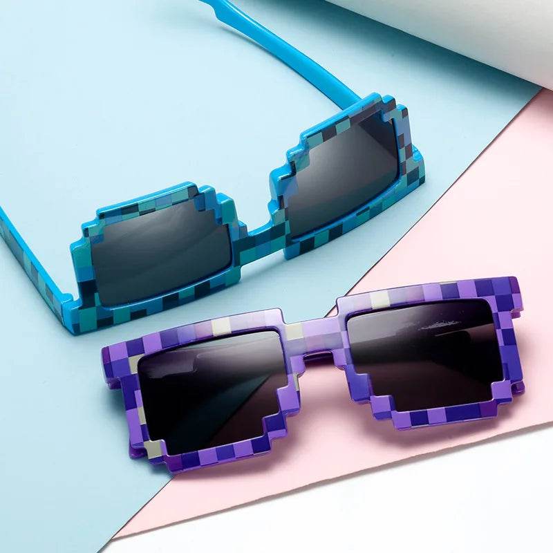 Stylemein - Pixel Sunglasses – Fun Mosaic Creeper Glasses for Kids and Teens
